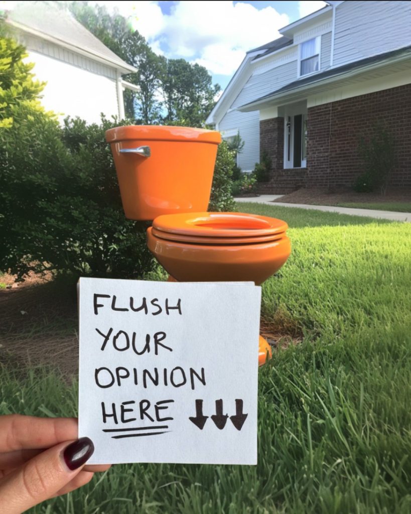 My Neighbor Installed a Toilet on My Lawn with a Note, ‘Flush Your Opinion Here,’ After I Asked Her Not to Sunbathe in Front of My Son’s Window