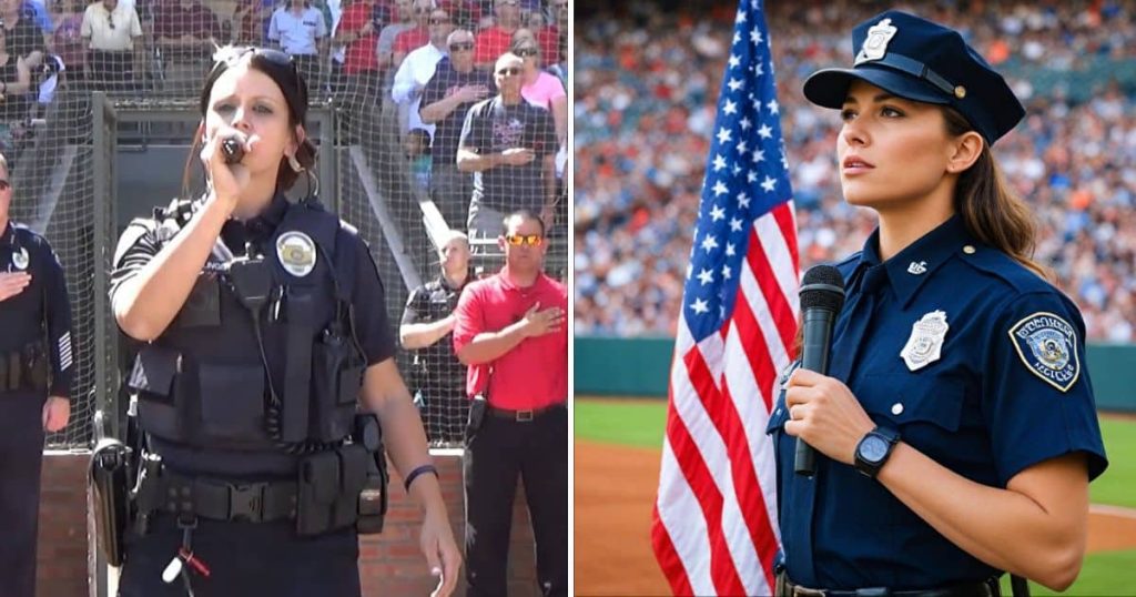 Officer Tanya Keplinger’s stuns the stadium with her National Anthem performance