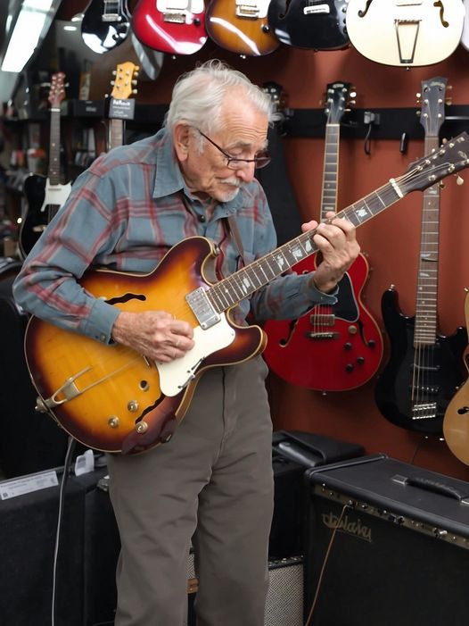 Ageless Harmony: A Grandpa’s Guitar Store Performance