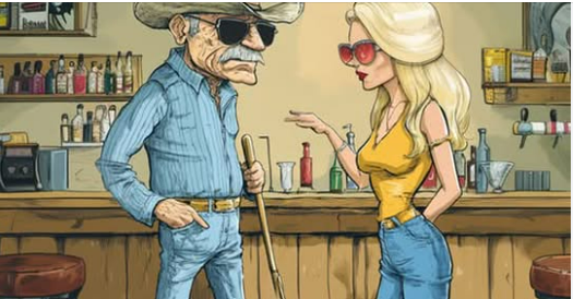 A Blind Cowboy Tells A Blonde Joke To A Bar Full Of Blondes