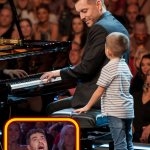 Generations in harmony, grandfather and son share a heartwarming piano moment