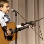 Your ears won’t believe what you hear! The audience is amazed by a first-grader’s remarkably sophisticated rendition of a Johnny Cash song.