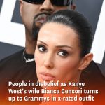 People in disbelief as Kanye West’s wife Bianca Censori turns up to Grammys in X-rated outfit