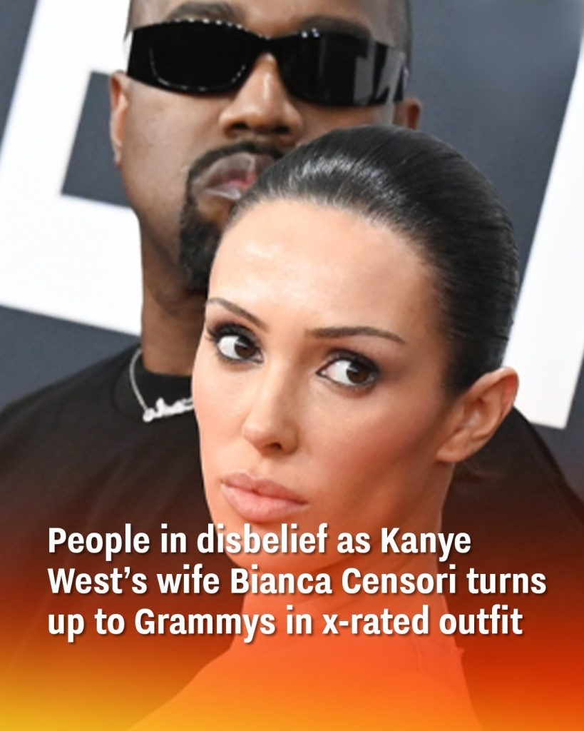 People in disbelief as Kanye West’s wife Bianca Censori turns up to Grammys in X-rated outfit