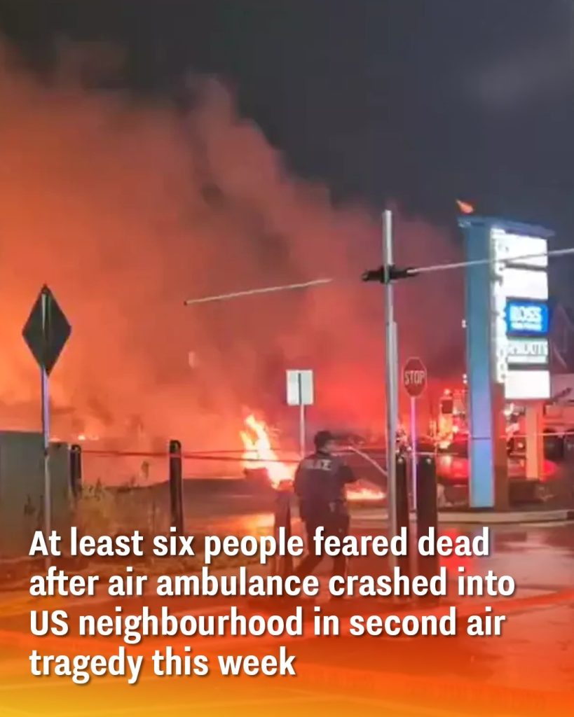 At least six people feared dead after air ambulance crashed into US neighbourhood in second air tragedy this week