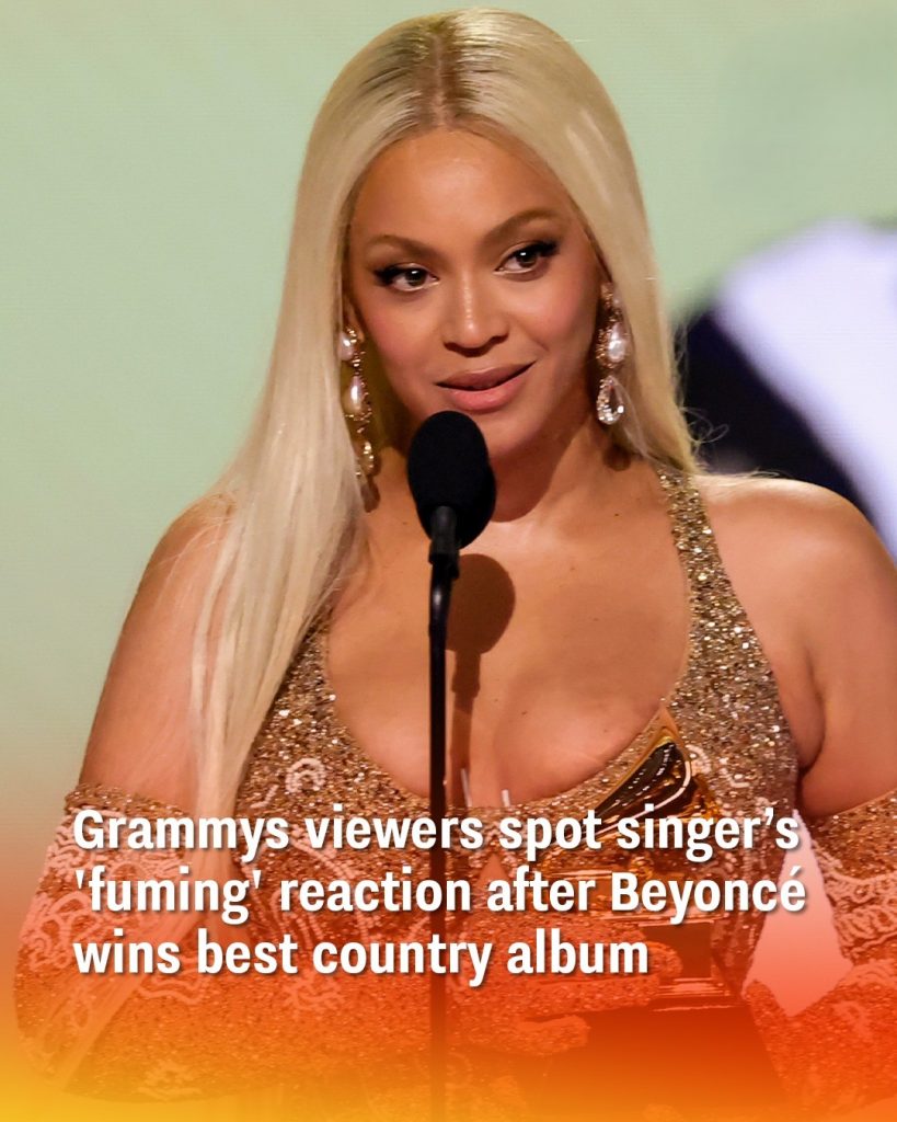 Grammys viewers spot singer’s ‘fuming’ reaction after Beyoncé wins best country album