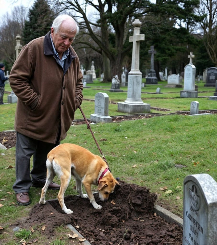 While tending to his son’s grave, an elderly man noticed his dog frantically digging at the soil. What the animal uncovered sent shockwaves through the entire village