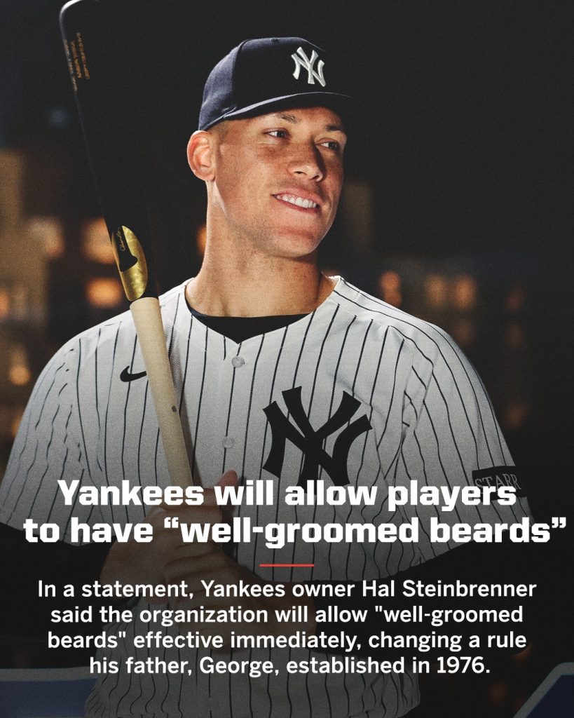 Changing stripes: Yankees to allow ‘well-groomed beards’