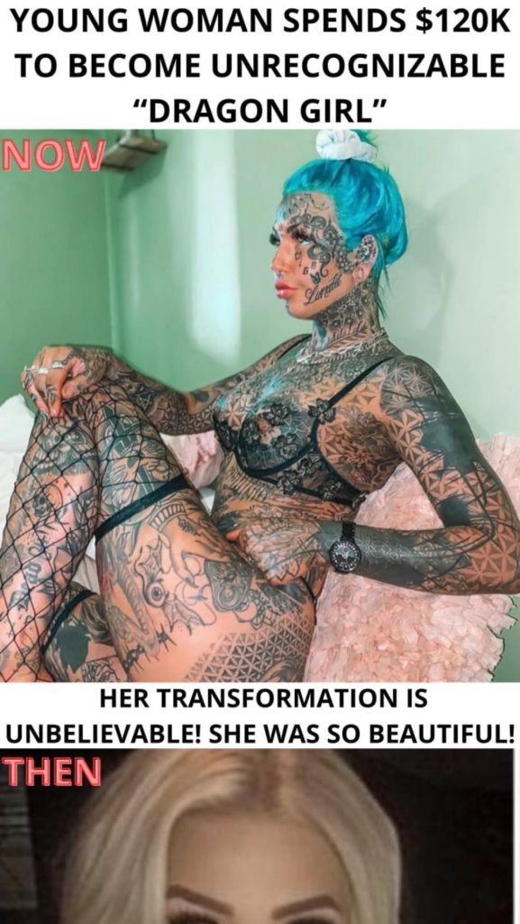 Young Woman Spends $120K to Become Unrecognizable ‘Dragon Girl’ – See Her Before Photos