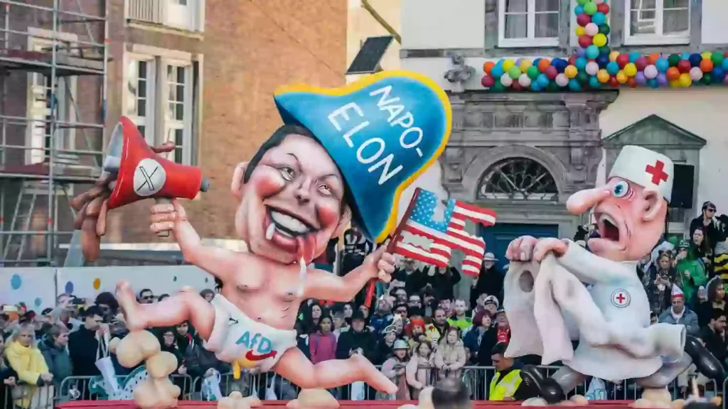 Controversial floats of Trump, Putin and Elon Musk with swastika leave people shocked at German parade